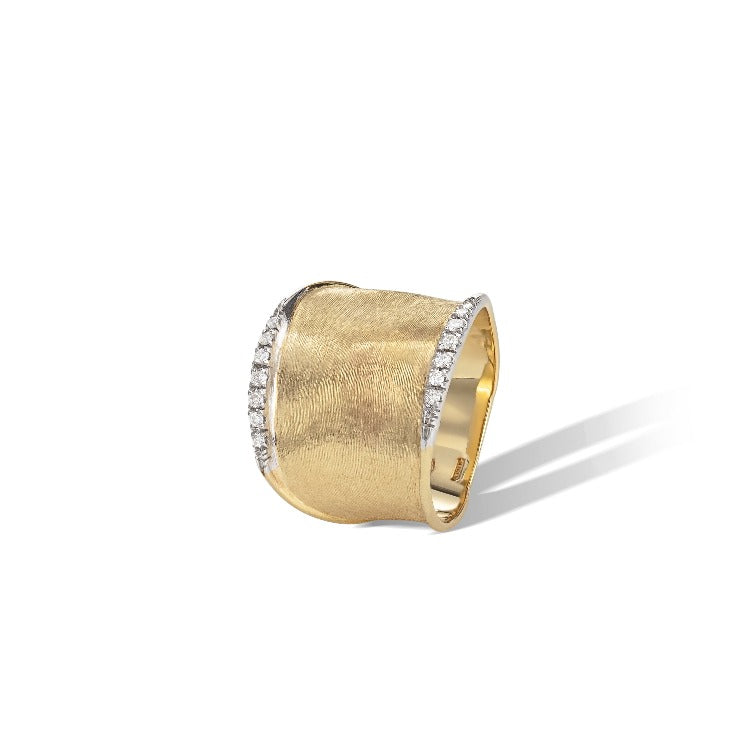 Lunaria Collection 18K Yellow Gold and Diamond Medium Ring