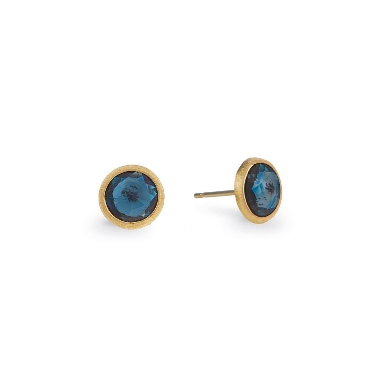 Jaipur Color Collection 18K Yellow Gold London Blue Topaz Stud Earrings