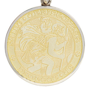 Yellow Sterling Silver St. Christopher Medal Pendant Necklace