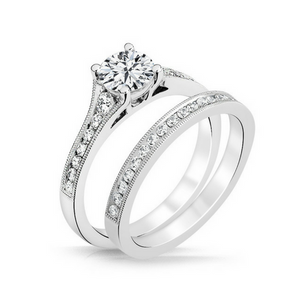 Heather Diamond Engagement Ring & Wedding Band - Naledi - Diamond Solitaire - White Gold