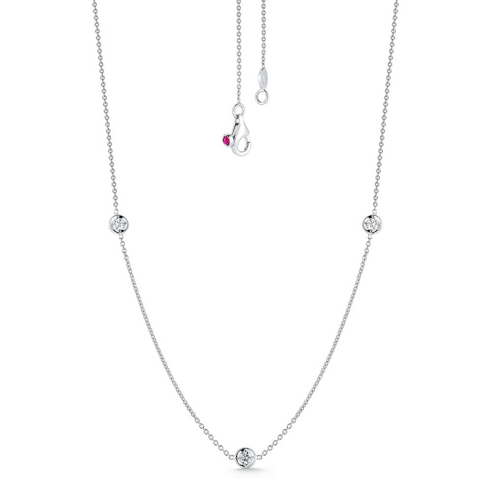 Roberto Coin Diamonds by the Inch 3 Diamond Station necklace on 18k white gold