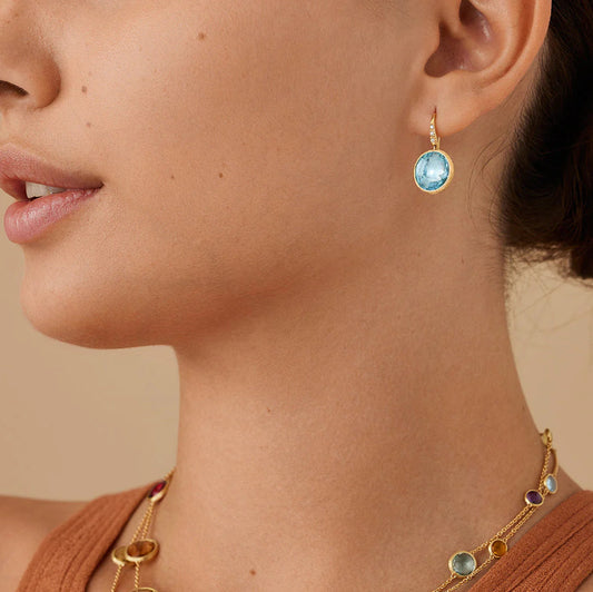 Marco Bicego Blue Topaz Jaipur color diamond dangles in gold