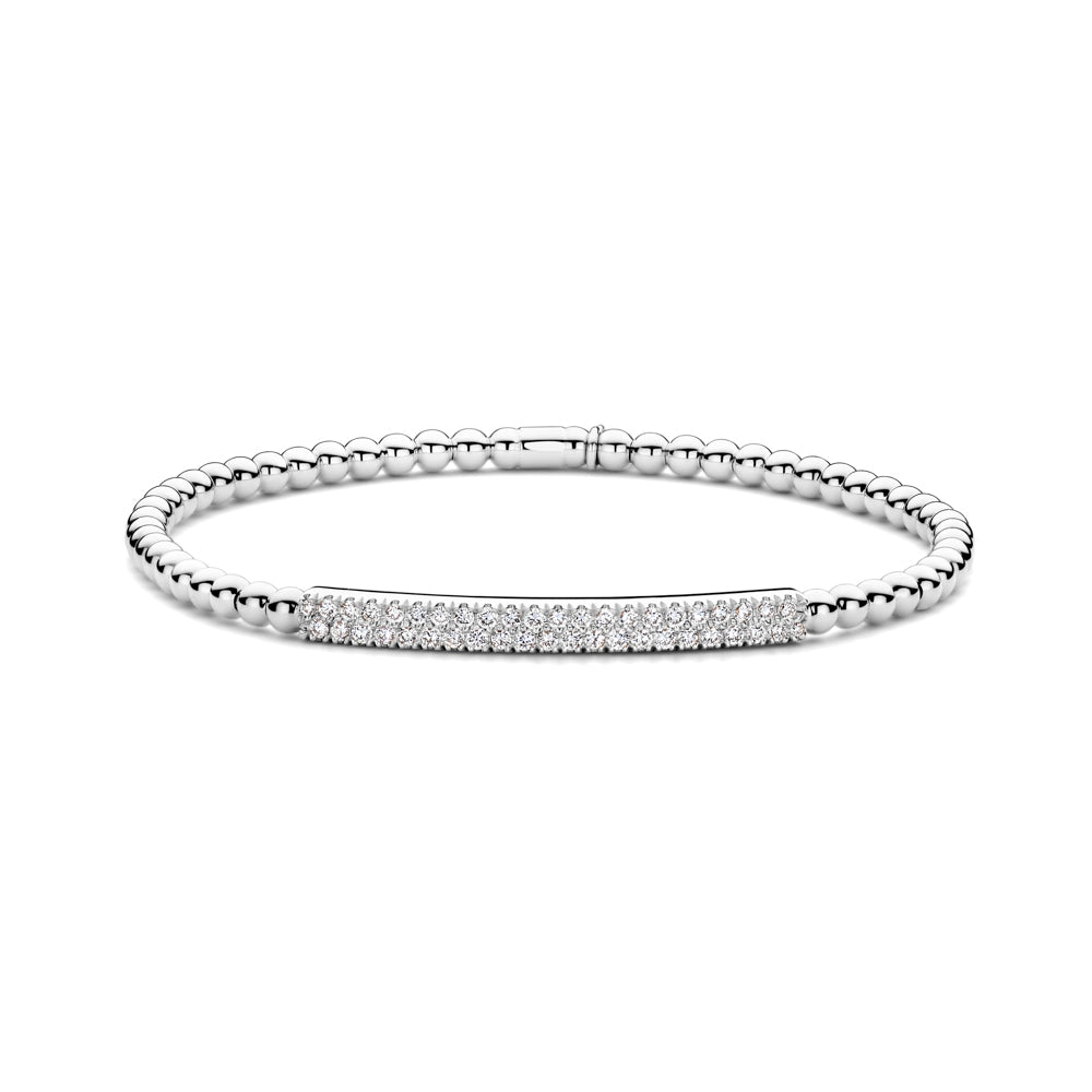 Tresore Double Row Diamond Bar Bracelet white gold hulchi belluni