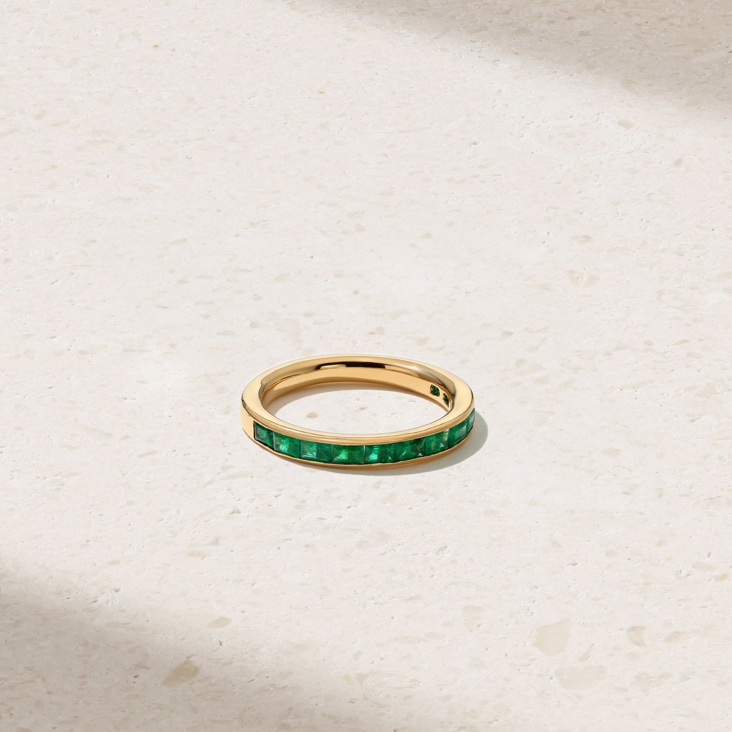 Mark Henry Baguette-Cut Emerald (.72ctw) Thread (Channel-Set) Ring in 18ct yellow gold, size 7 at Schwanke-Kasten Jewelers in Milwaukee, WI. RM5335-E