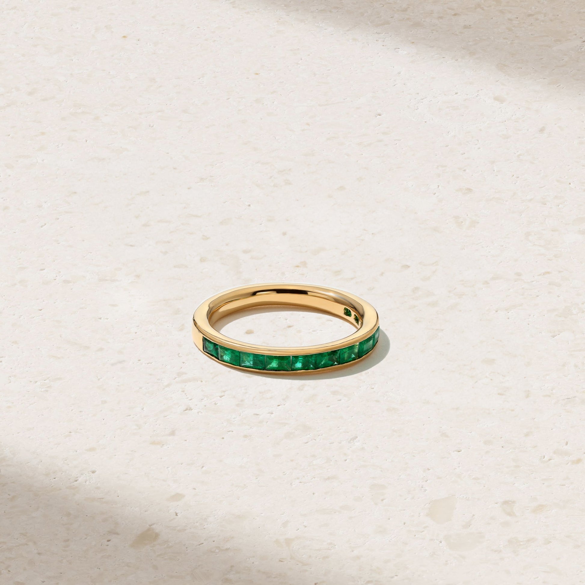 Mark Henry Baguette-Cut Emerald (.72ctw) Thread (Channel-Set) Ring in 18ct yellow gold, size 7 at Schwanke-Kasten Jewelers in Milwaukee, WI. RM5335-E