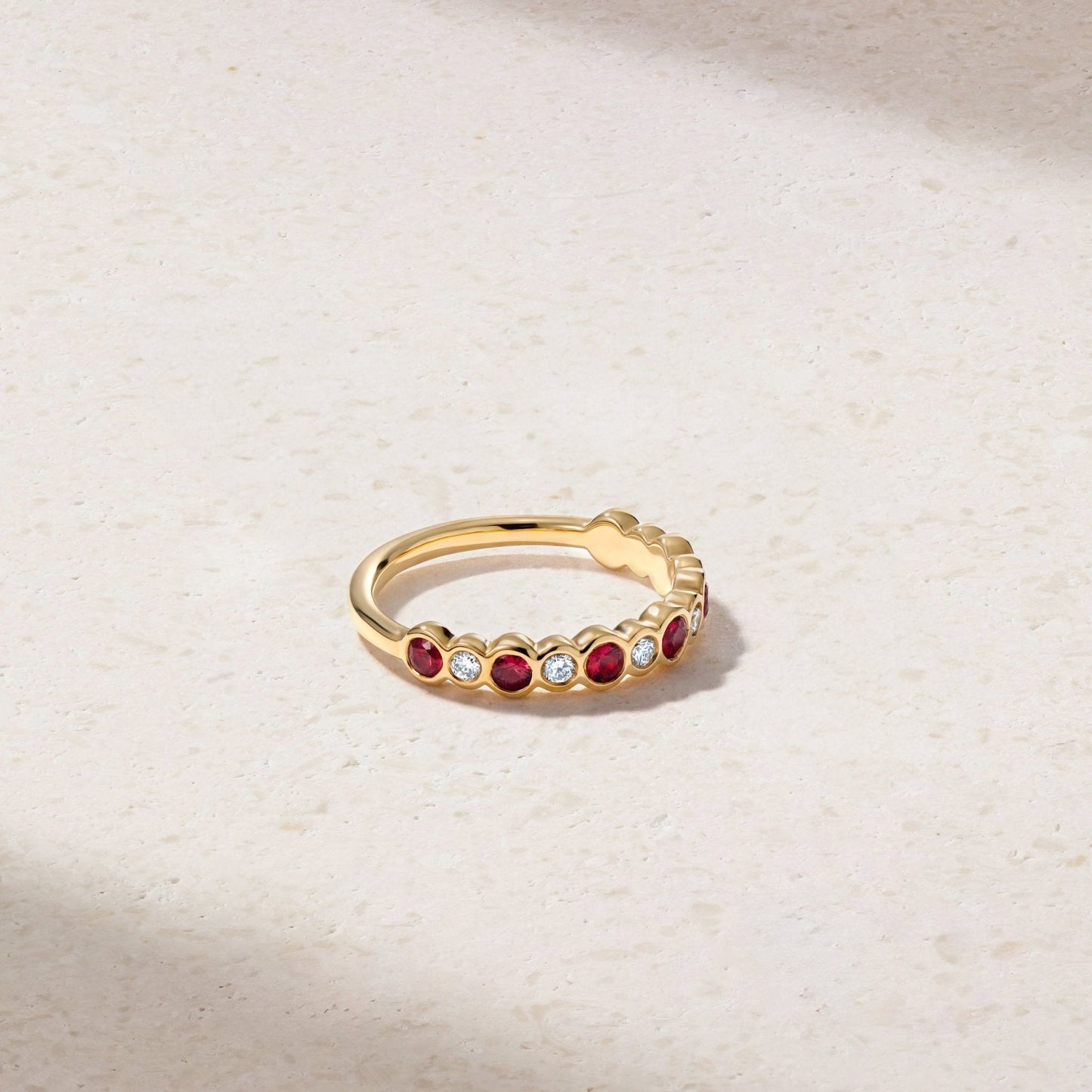 18ct Yellow Gold Bubbly Ruby and Diamond Ring by Mark Henry