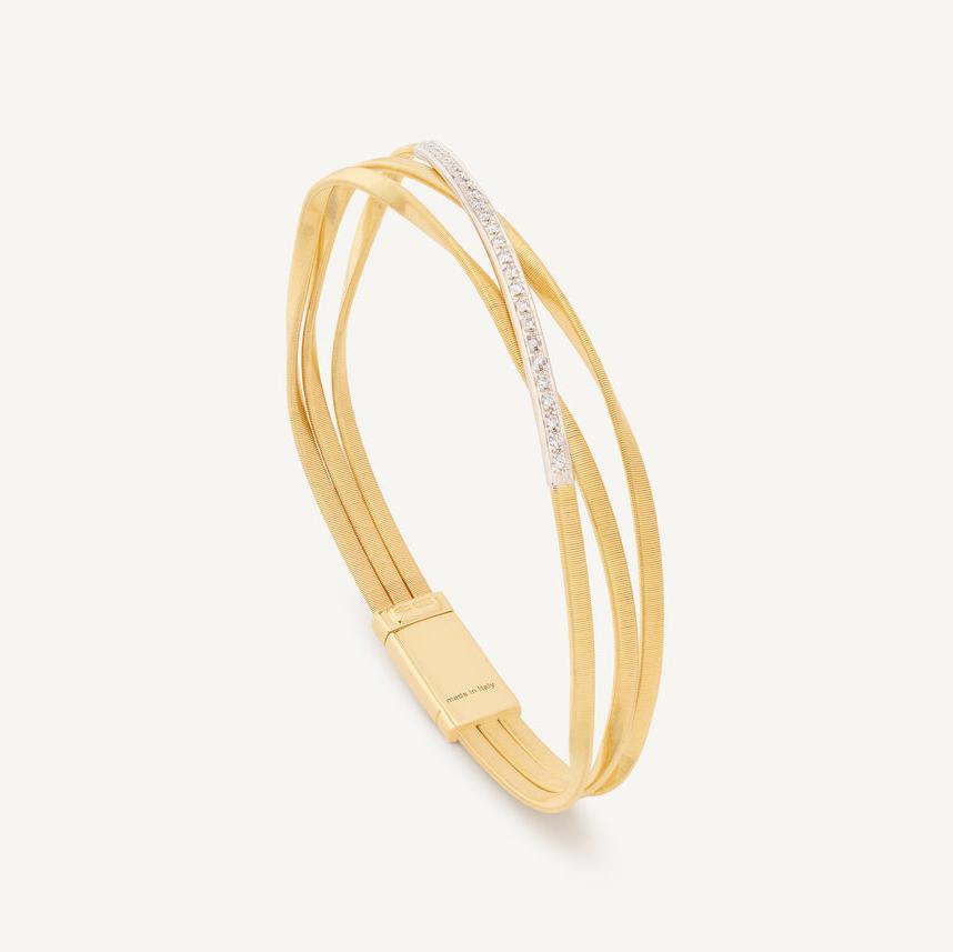Marrakech 3-Row Bracelet Yellow Gold with Diamond Row by Marco Bicego