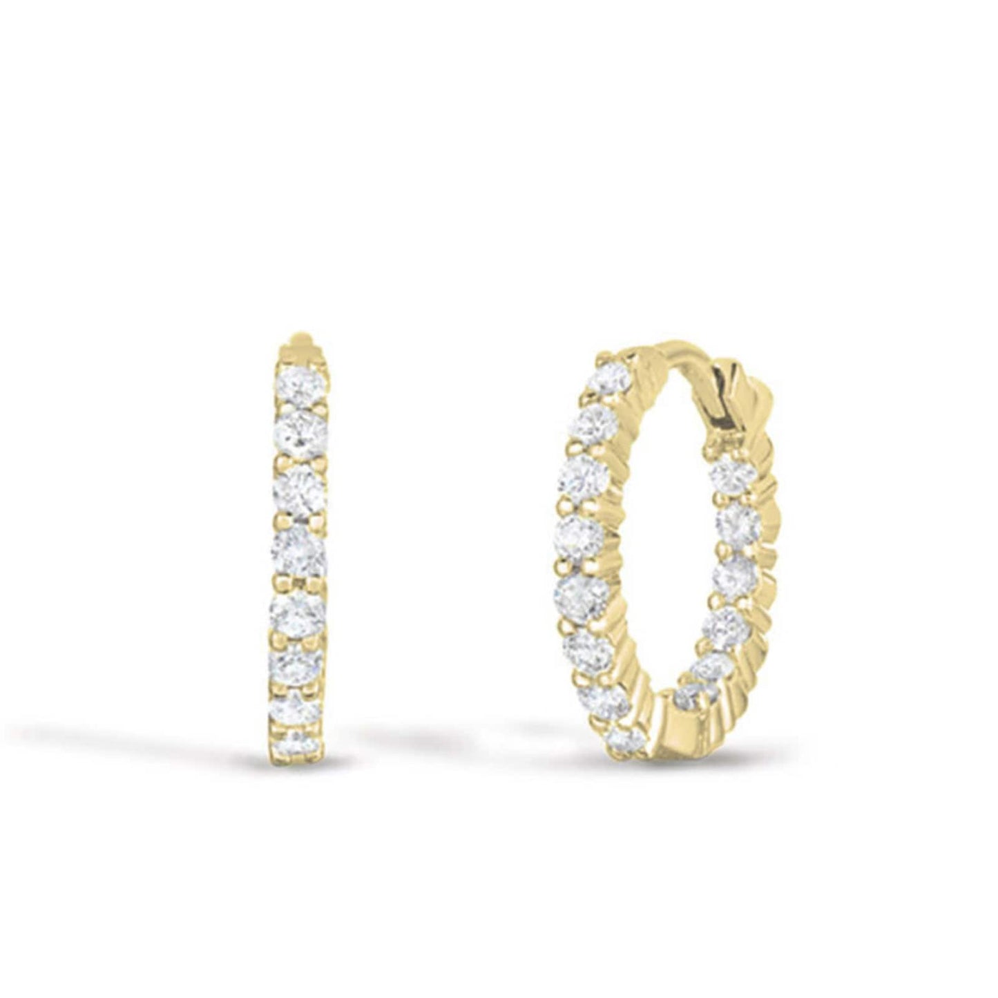 16mm 18ct Diamond Hoops (.76CTW)