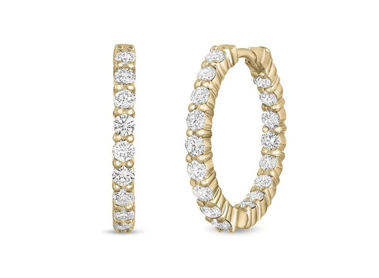 1ctw 18ct Yellow Gold Diamond Hoops