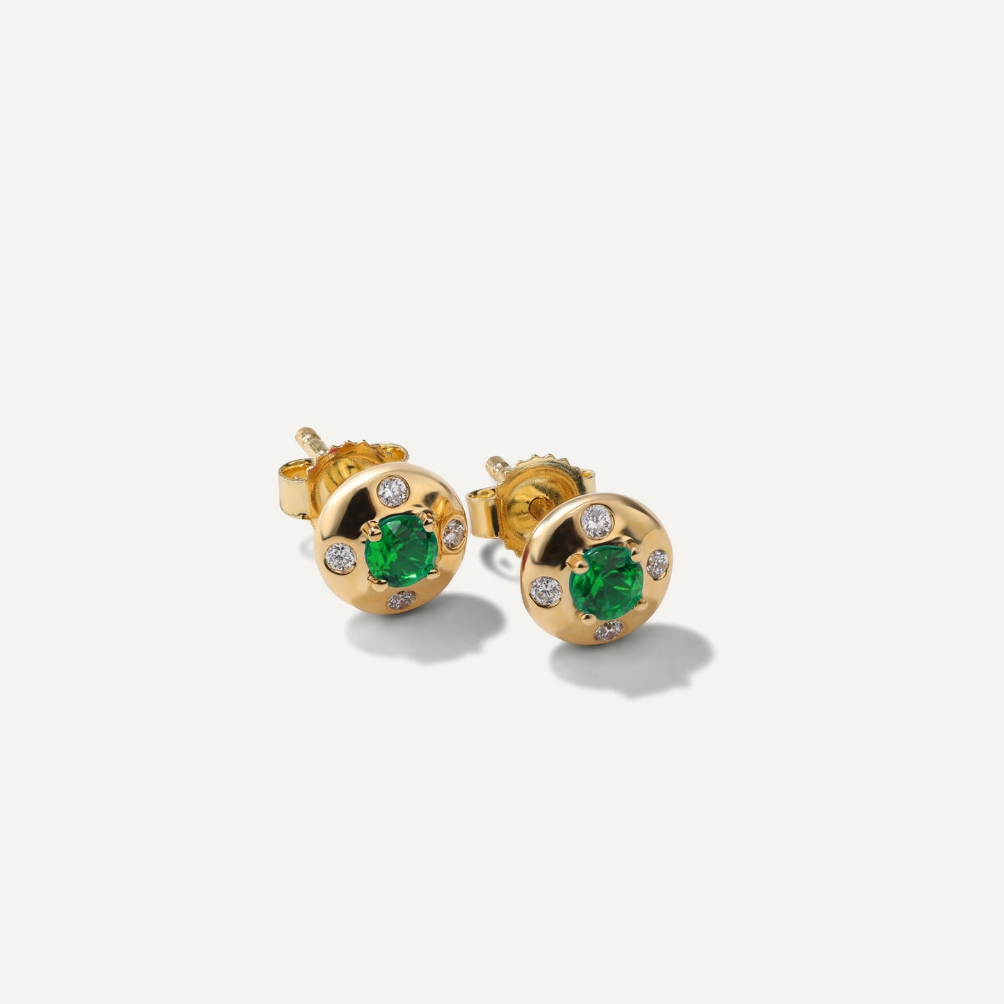 Aurum Petite Round Emerald Stud Earrings