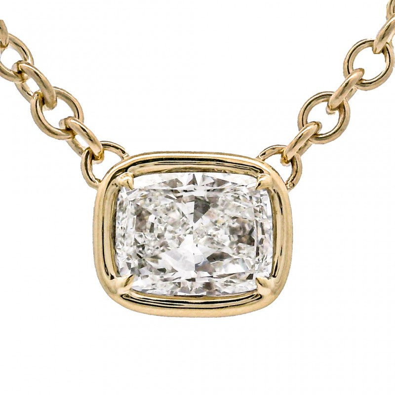 Cushion-Cut Bezel-Set Diamond Necklace