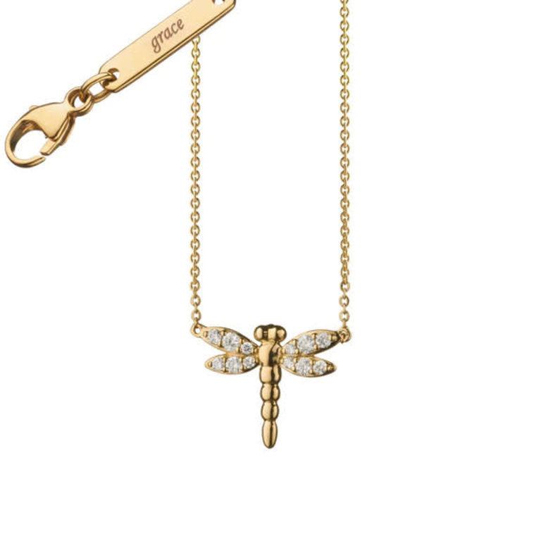18ct Mini Dragonfly Charm Necklace