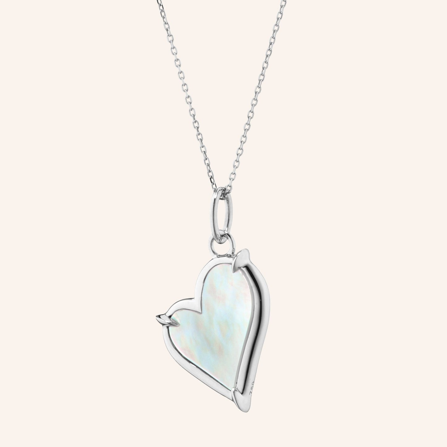 mother of pearl sterling silver heart charm
