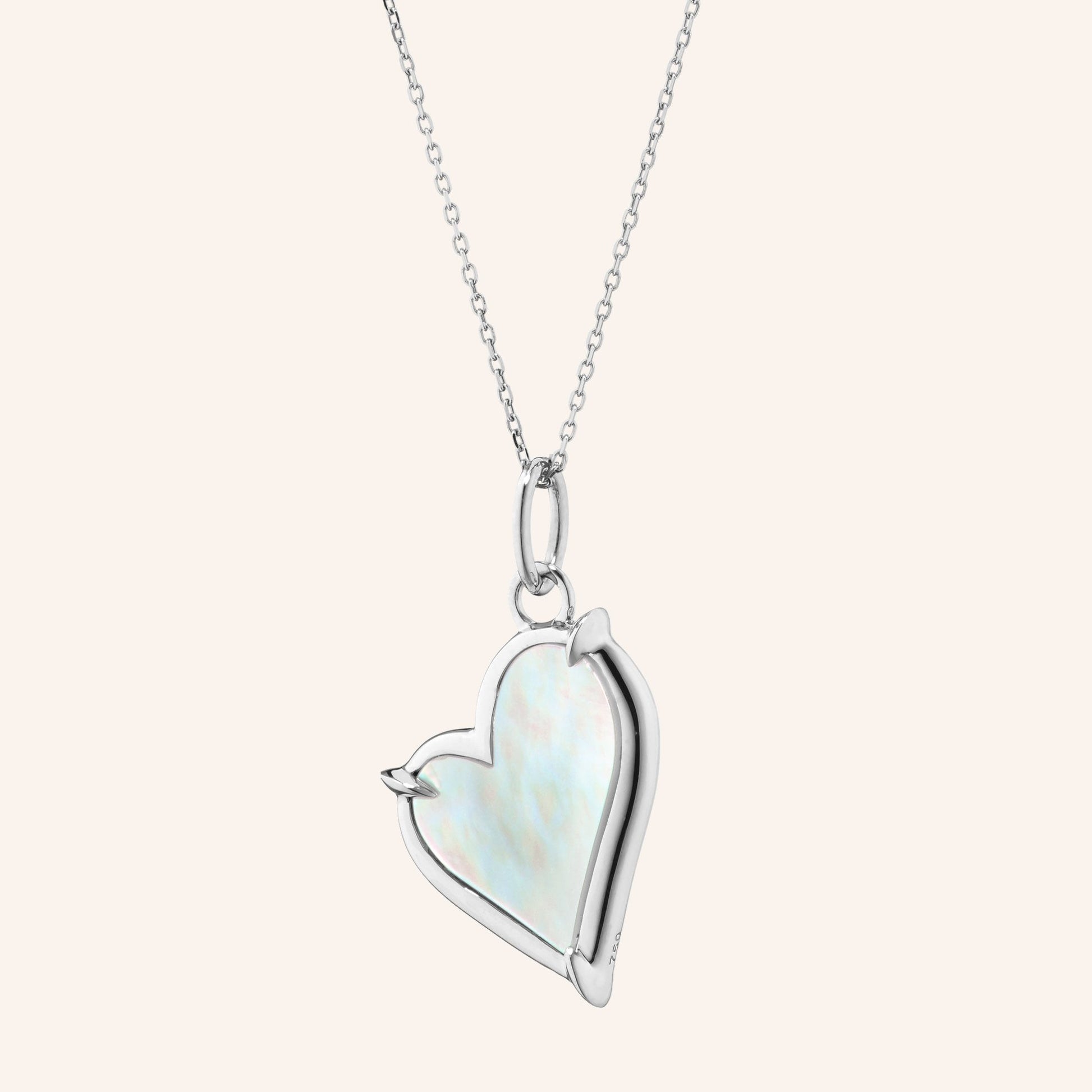 mother of pearl sterling silver heart charm