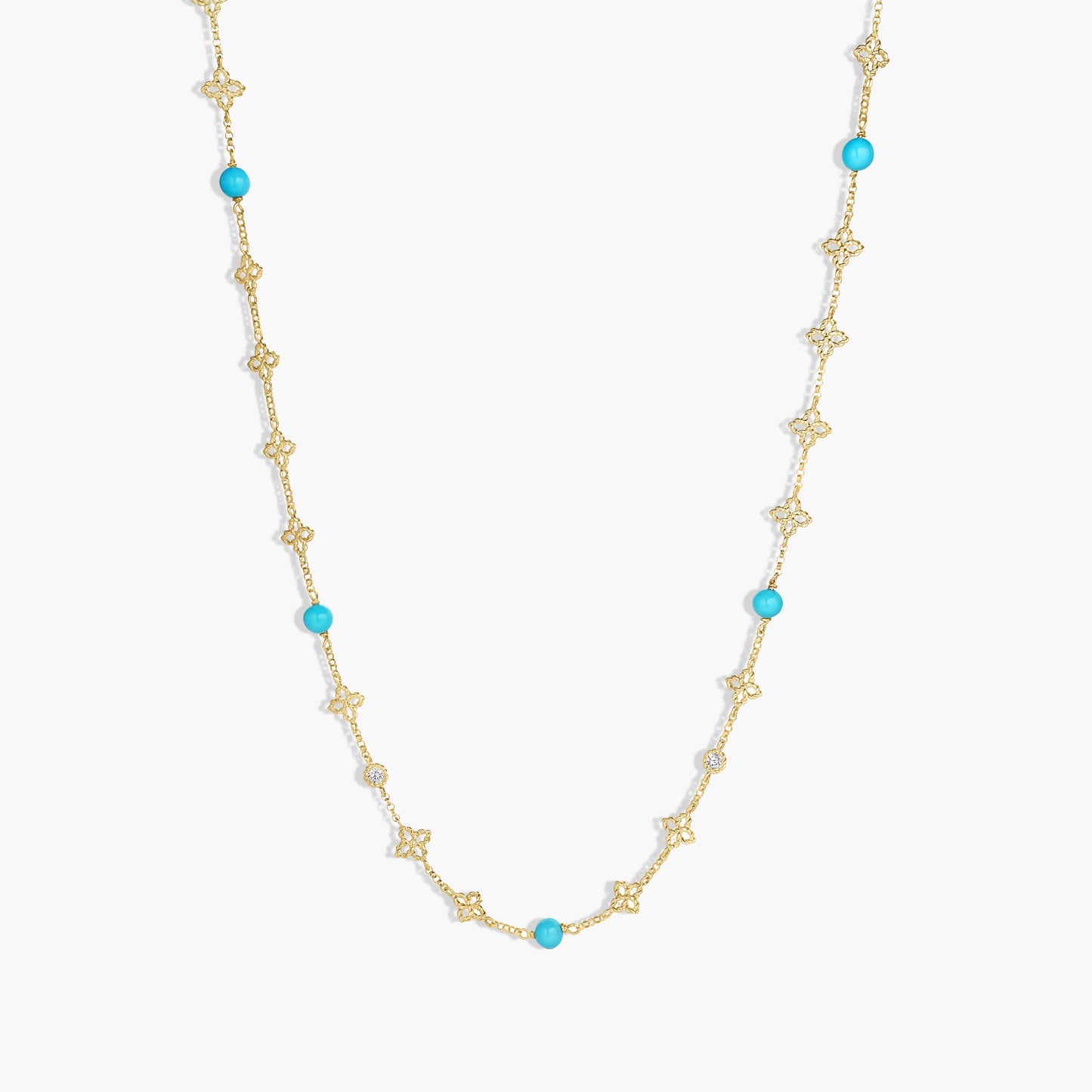 Princess Flower Turquoise Station Necklace