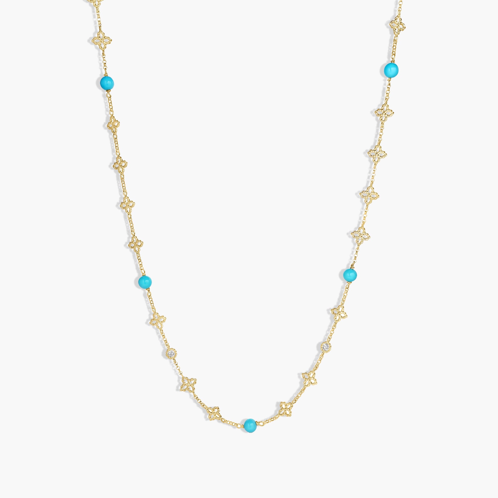 Princess Flower Turquoise Station Necklace