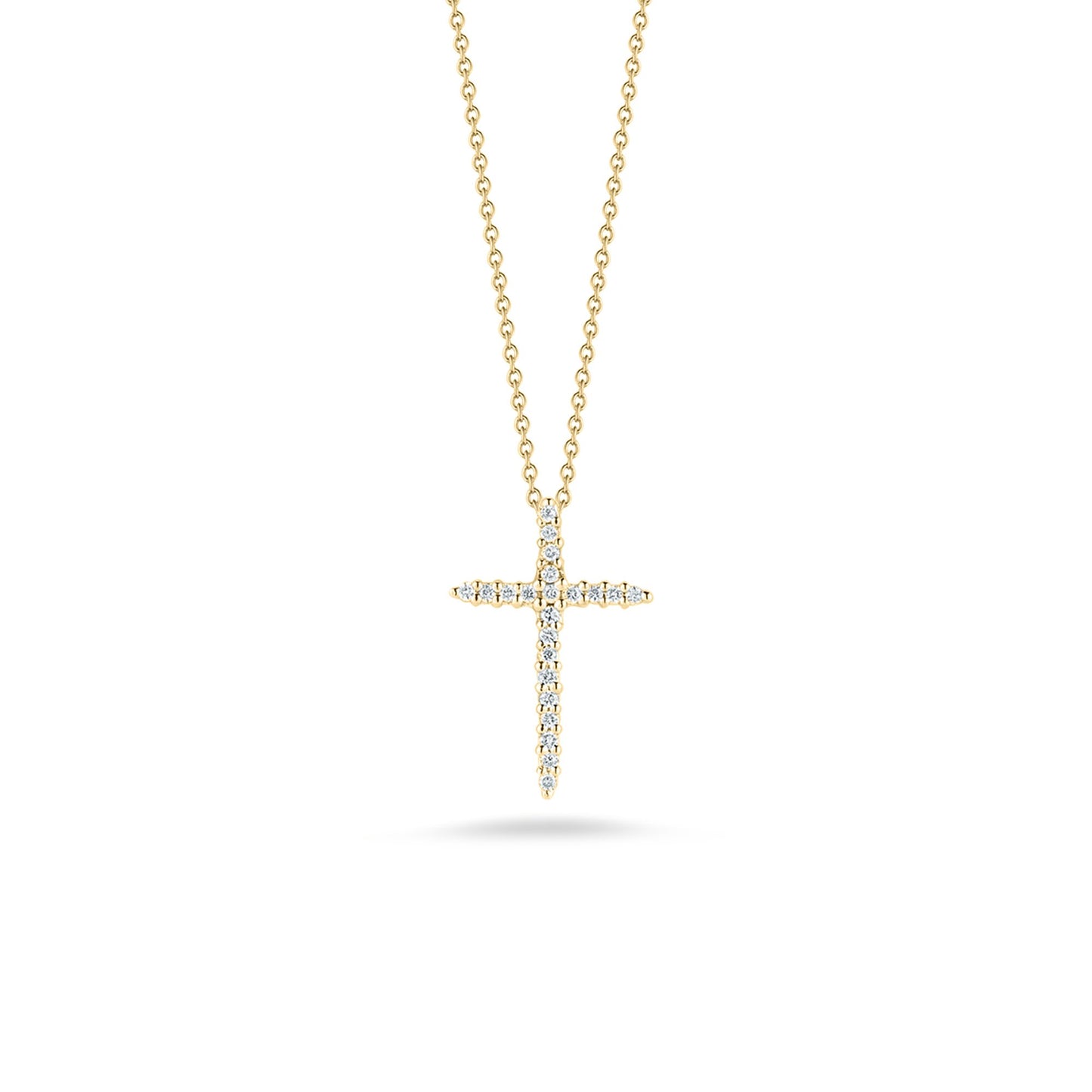 17mm Gold Diamond Cross Necklace