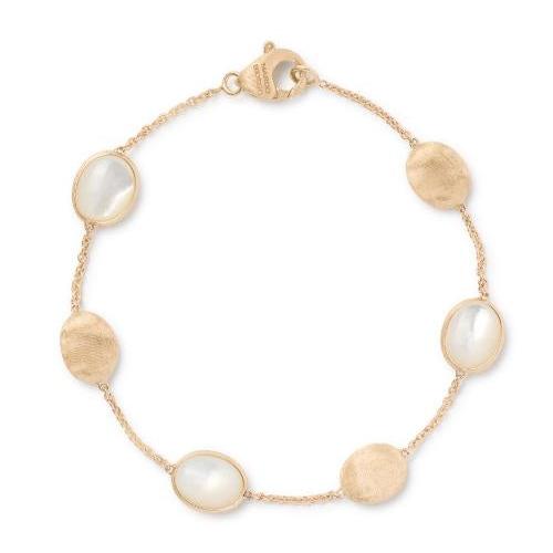 Mother of Pearl and Gold Alternating Station Bracelet
