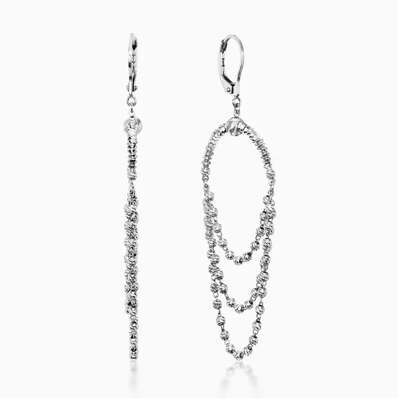 Platinum Born Saturn Drop Earrings