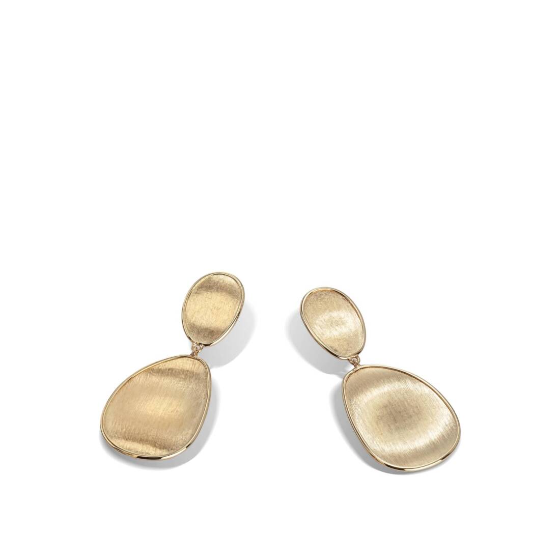 Marco Bicego Lunaria Small Double Drop Hoops in Brushed yellow gold