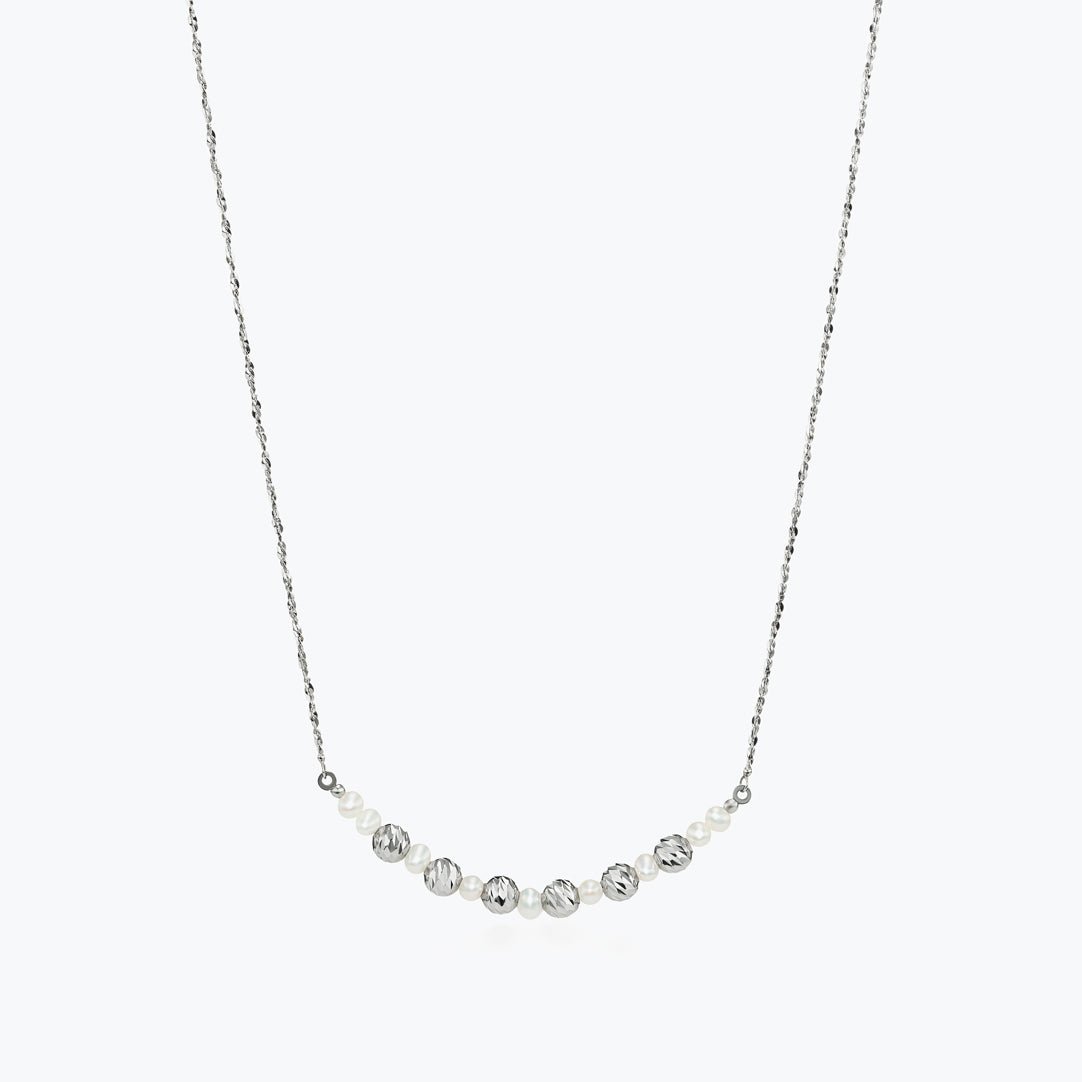 Platinum Born Pearl Crescent Necklace