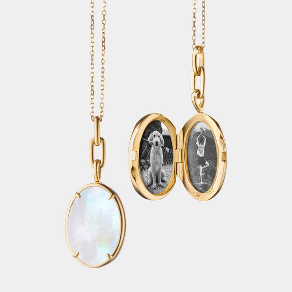18ky Mother-of-Pearl "Elle" Oval Locket