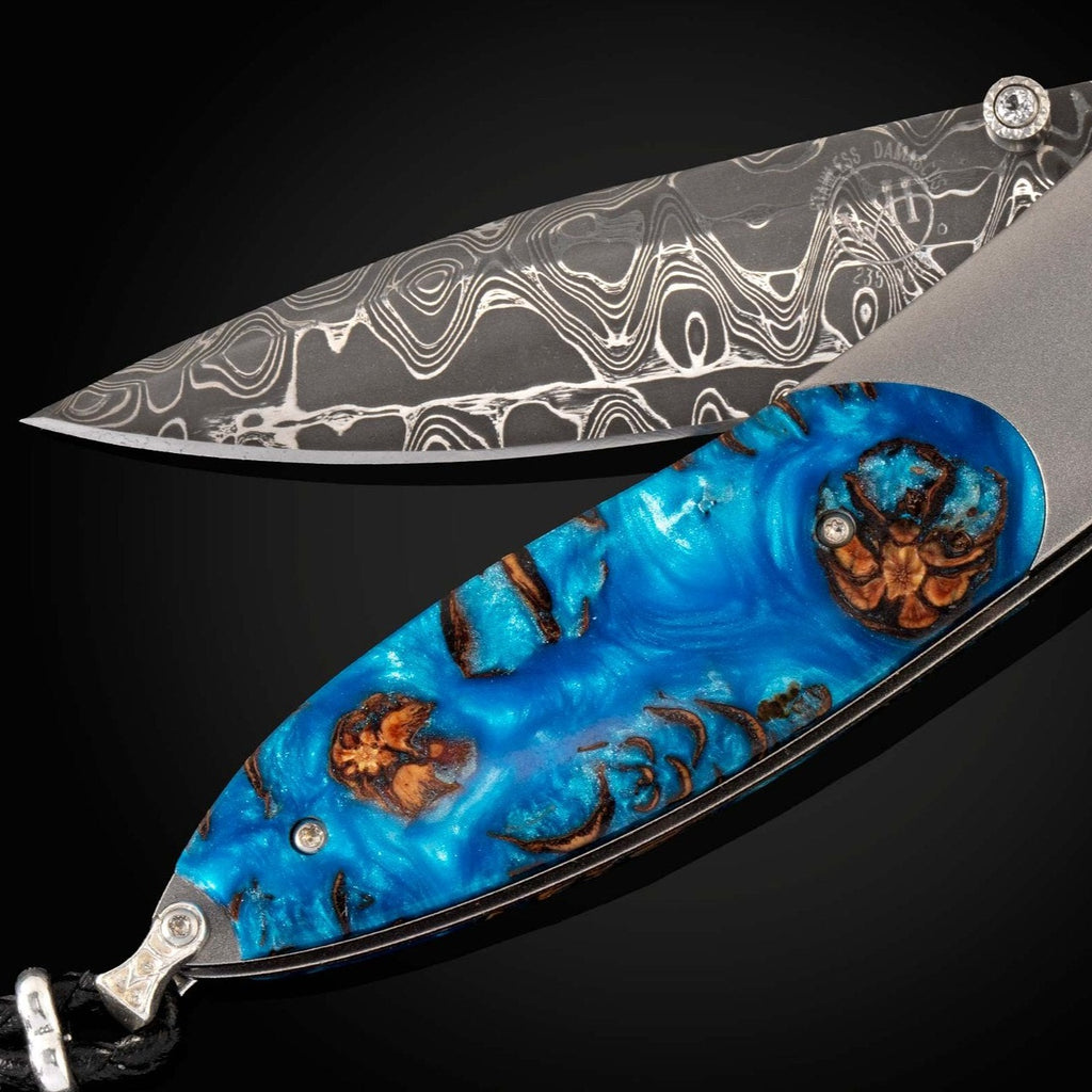 Bmk-1015 Hestia Damascus Pocket Knives Blue Ruby Gem diamond