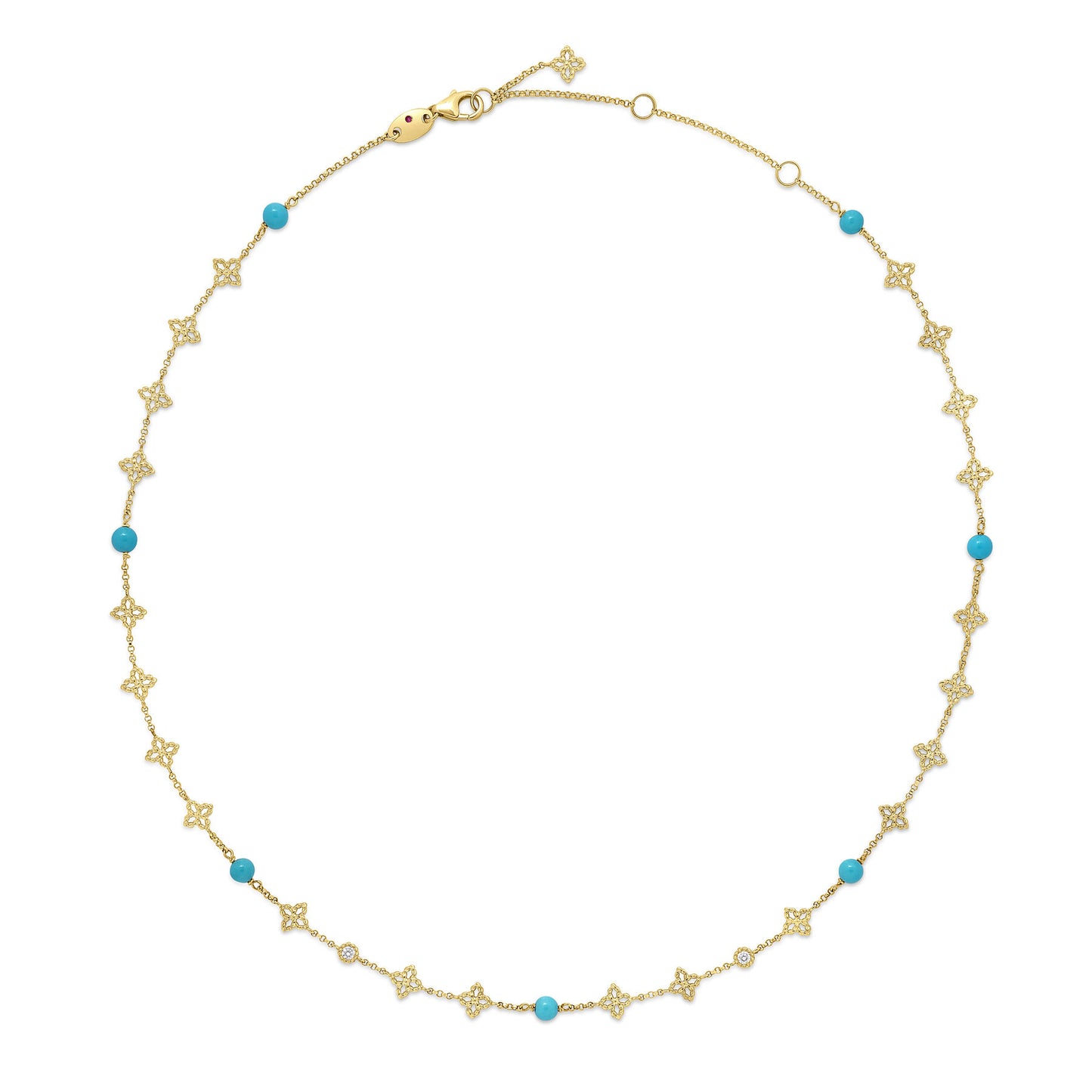 Princess Flower Turquoise Station Necklace