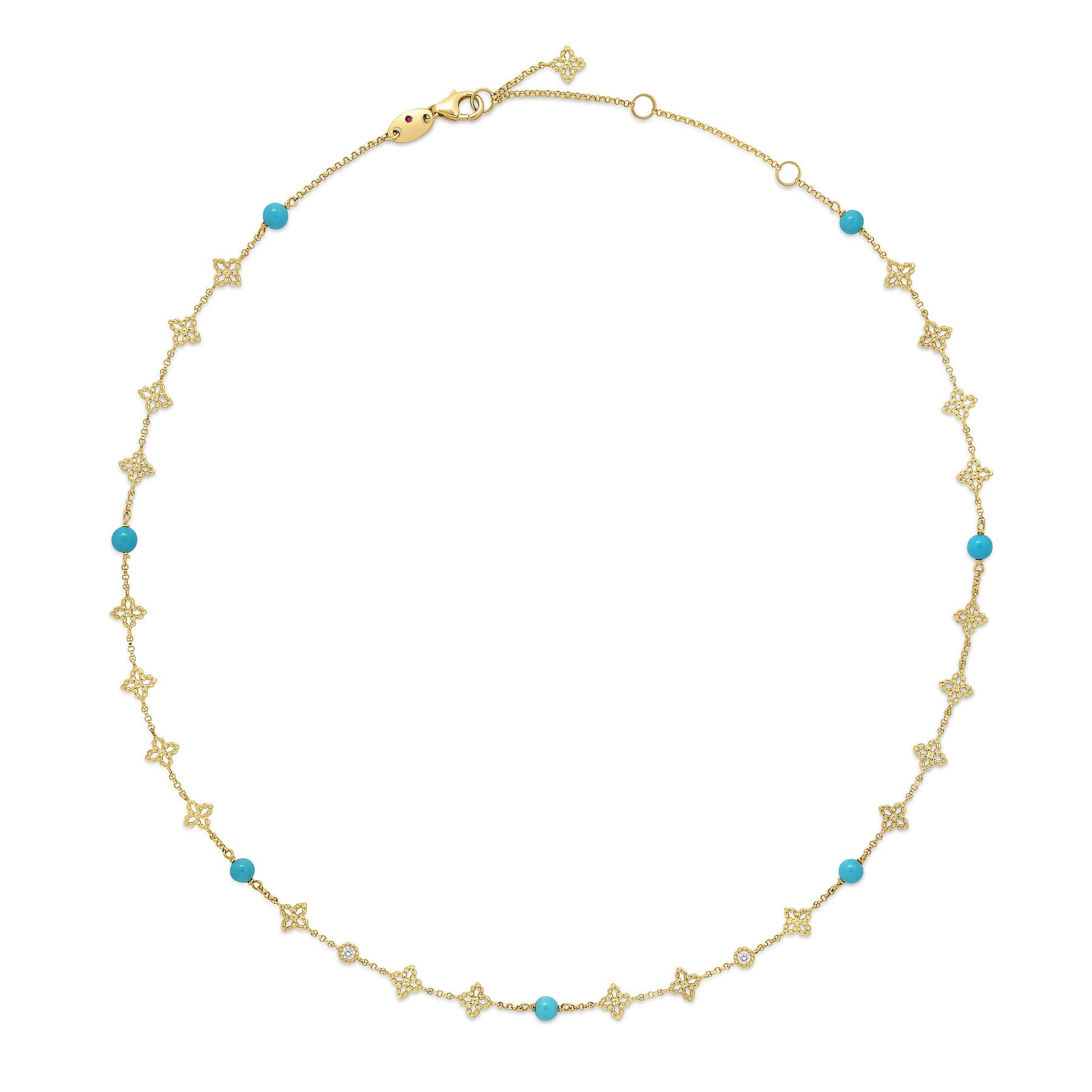Princess Flower Turquoise Station Necklace