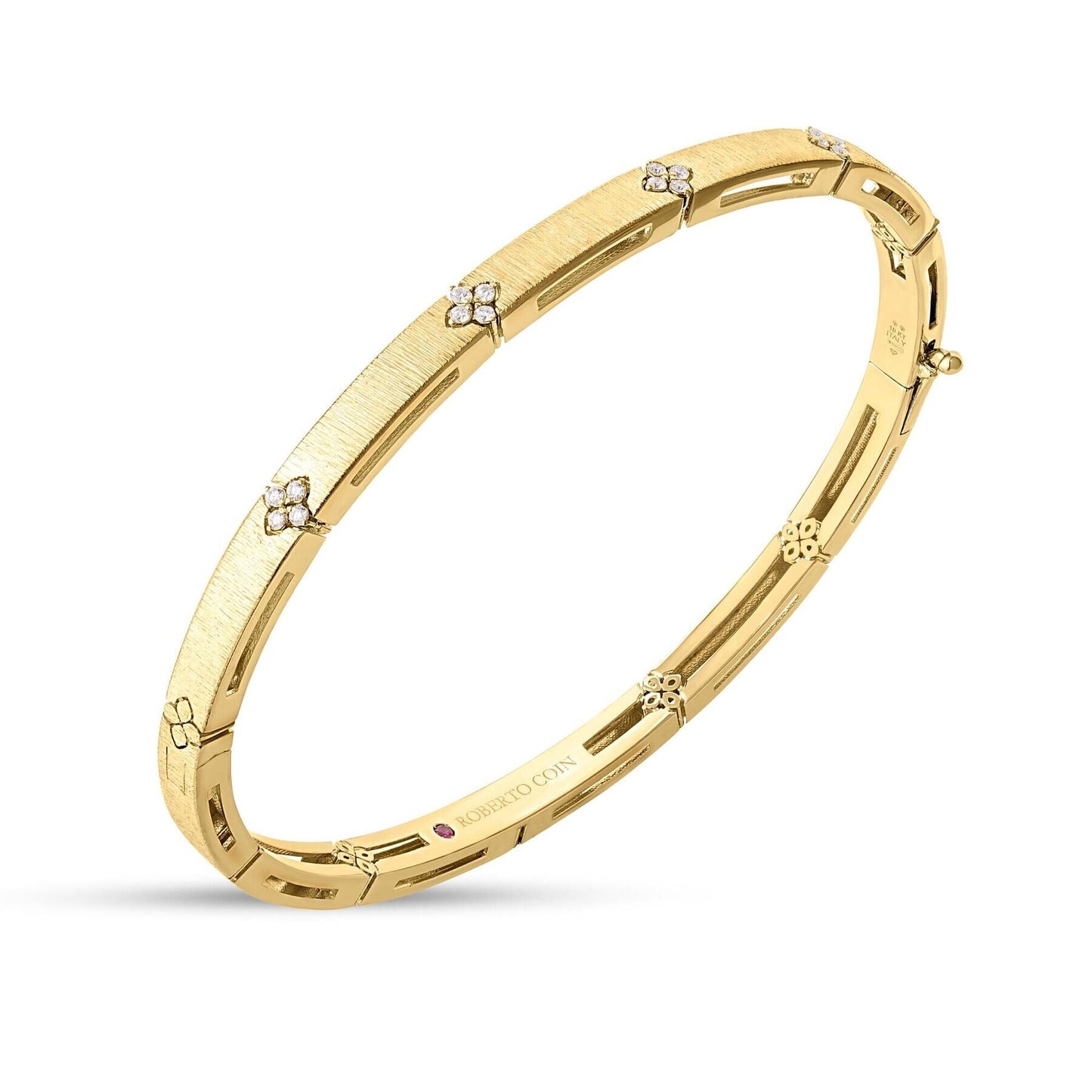 Roberto Coin Love in Verona Satin-Finished Narrow Diamond Bangle in 18ct yellow gold