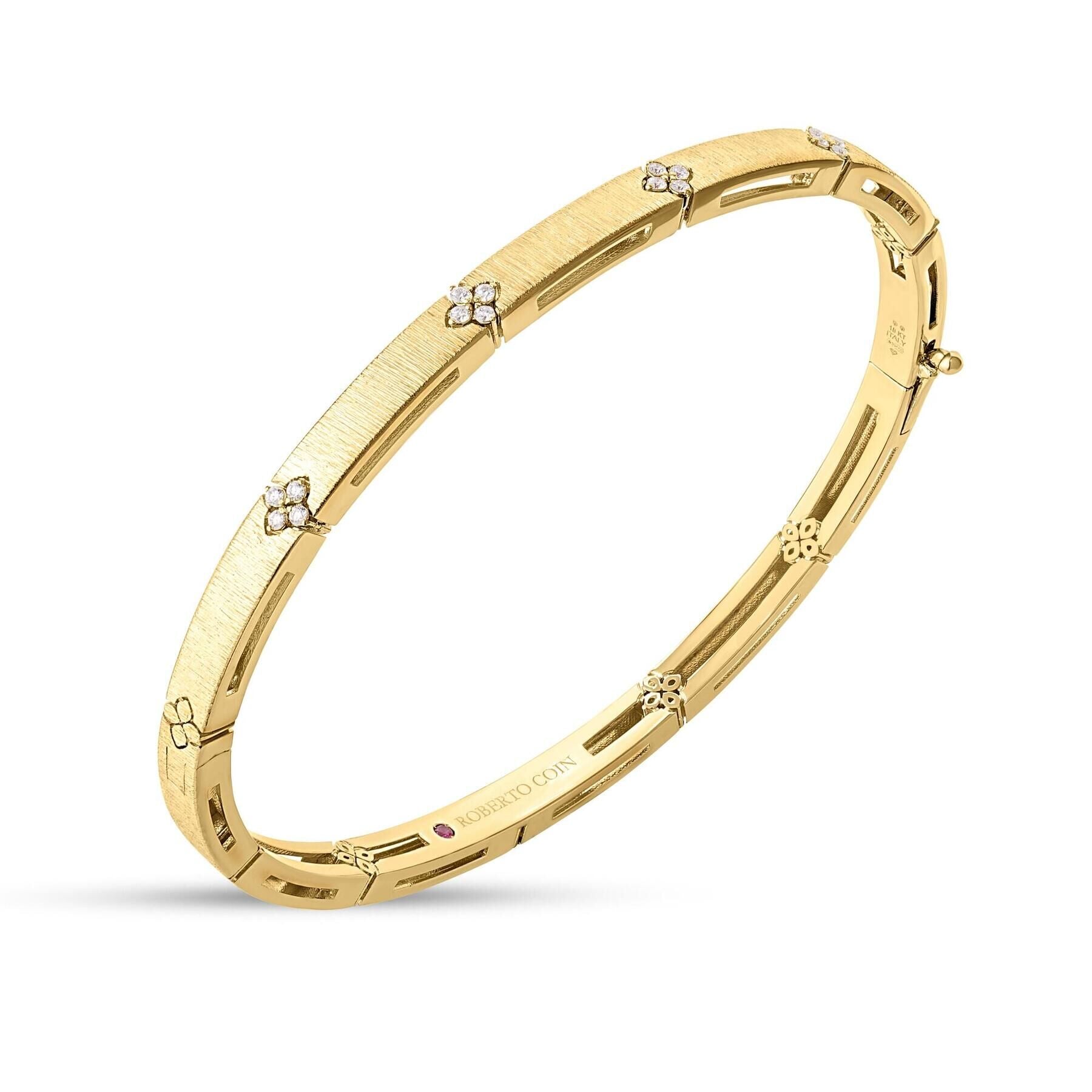 Roberto Coin Love in Verona Satin-Finished Narrow Diamond Bangle in 18ct yellow gold