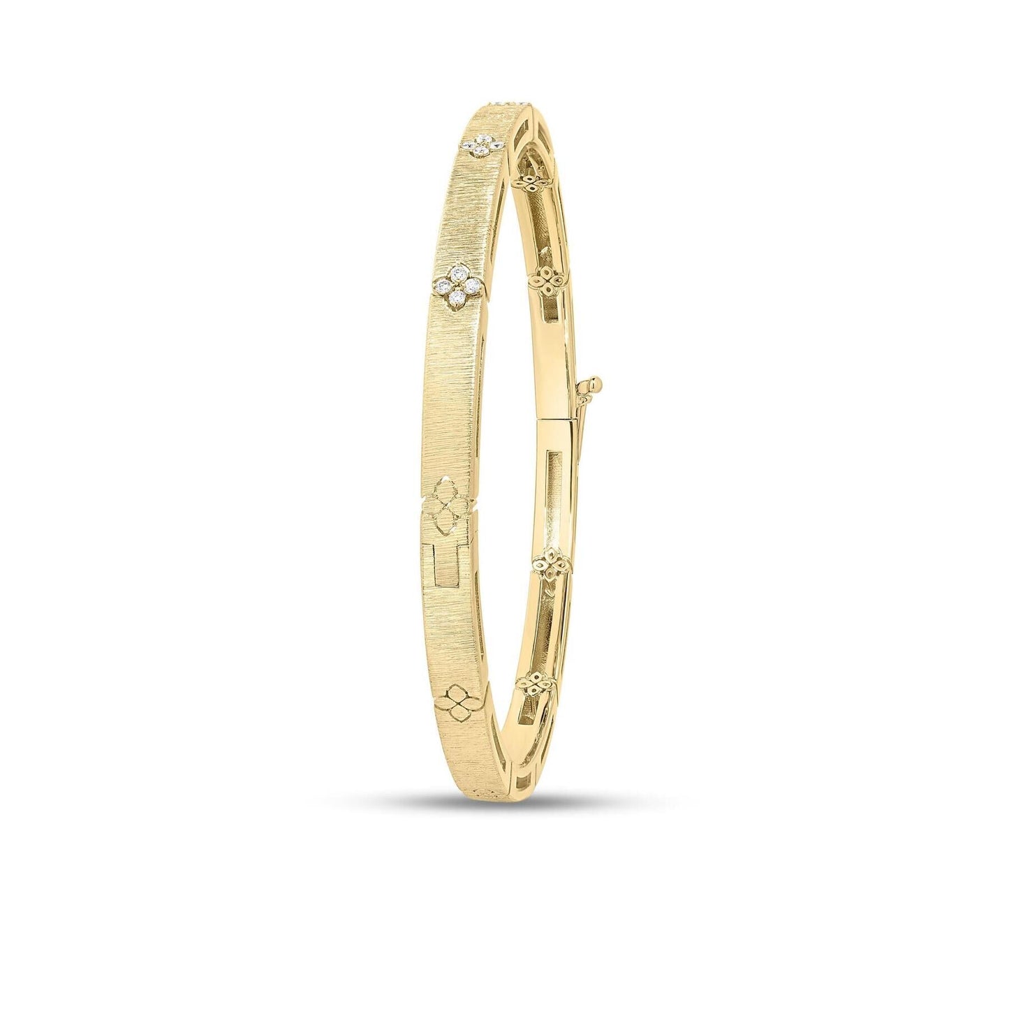 Roberto Coin Love in Verona Satin-Finished Narrow Diamond Bangle in 18ct yellow gold