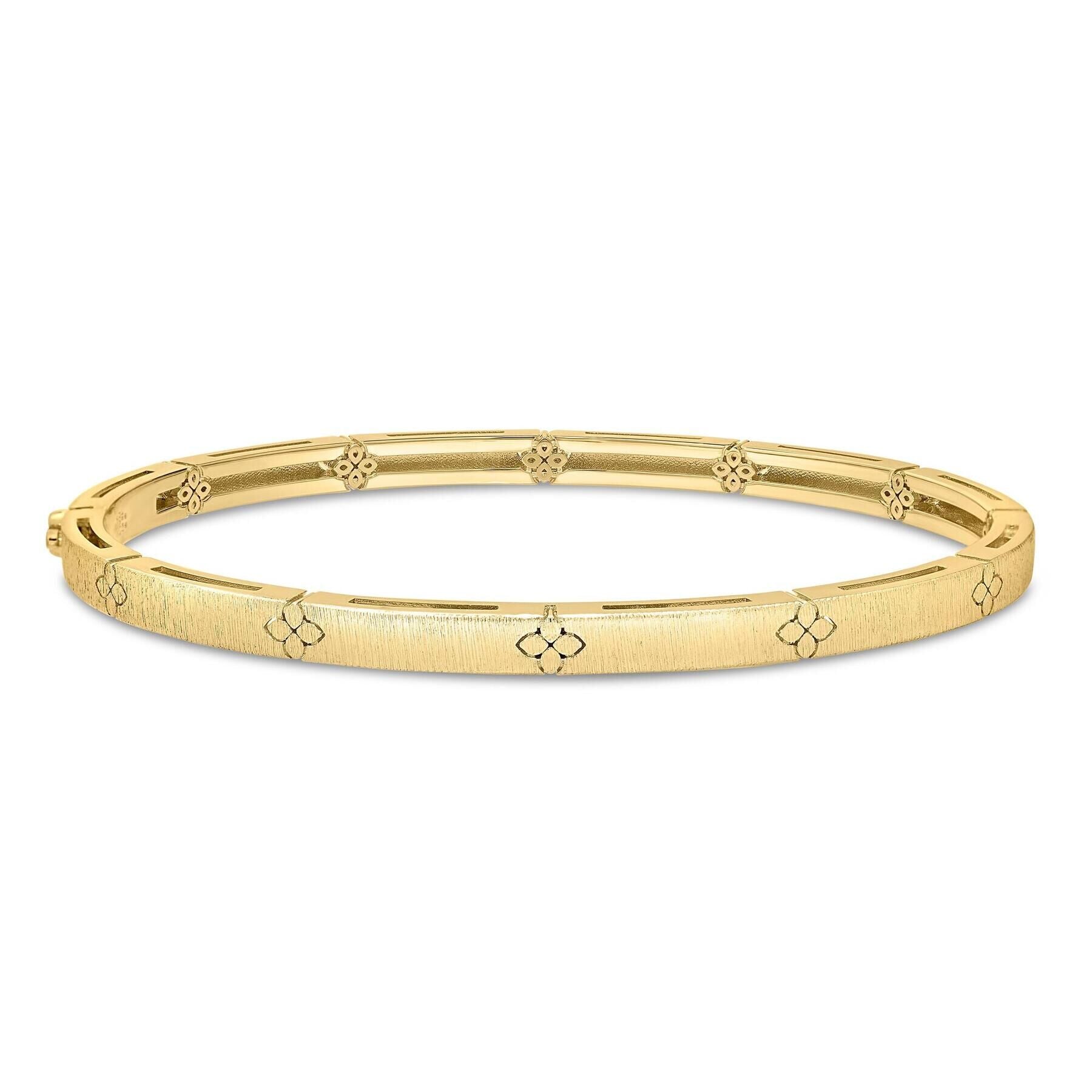 Roberto Coin Love in Verona Satin-Finished Narrow Diamond Bangle in 18ct yellow gold from the back