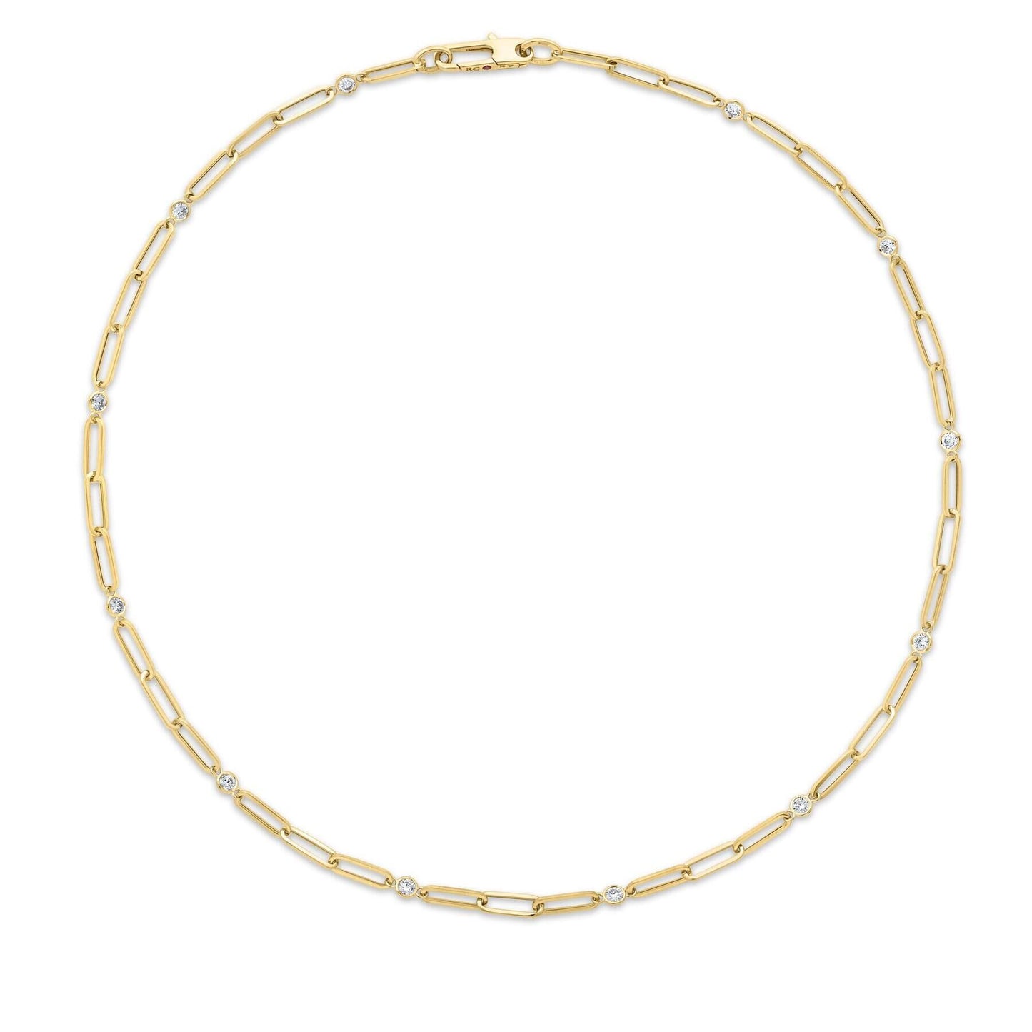 Designer Gold Diamond & Paperclip Necklace in yellow gold by Roberto Coin