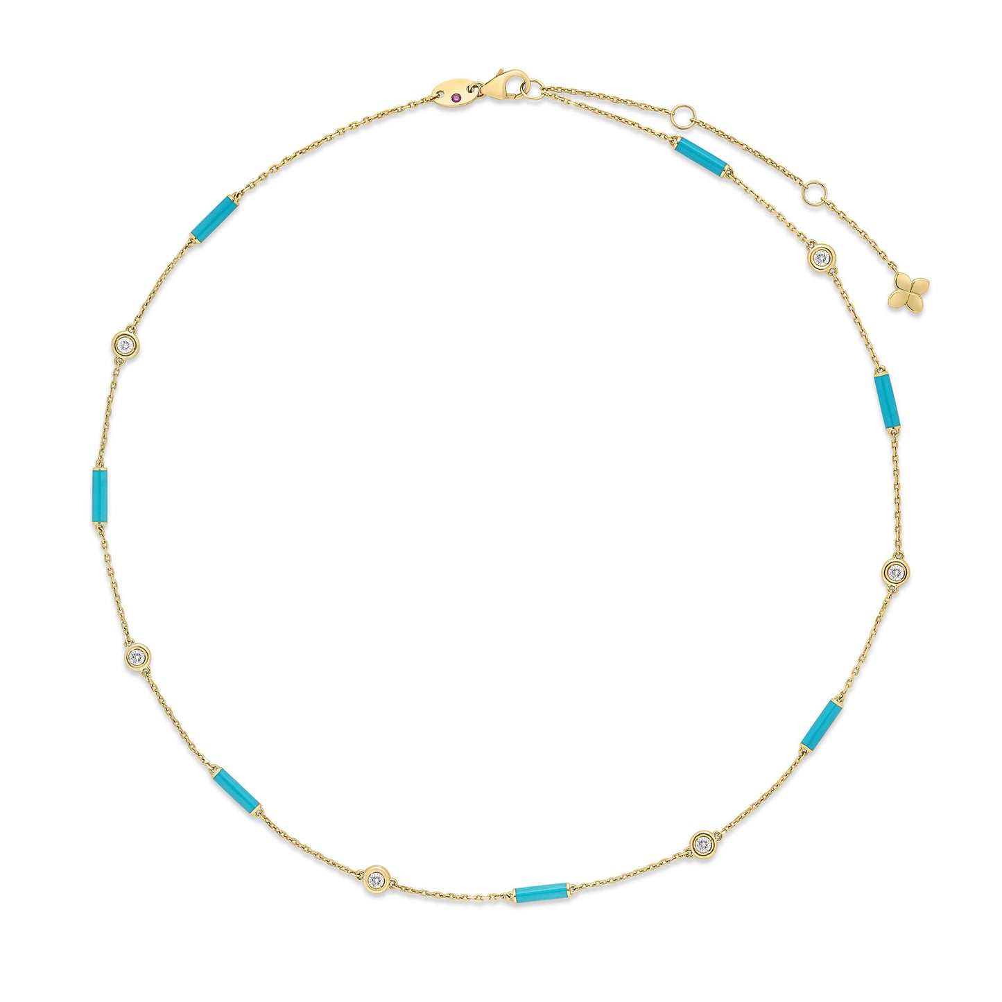 Diamond and Turquoise Station Necklace