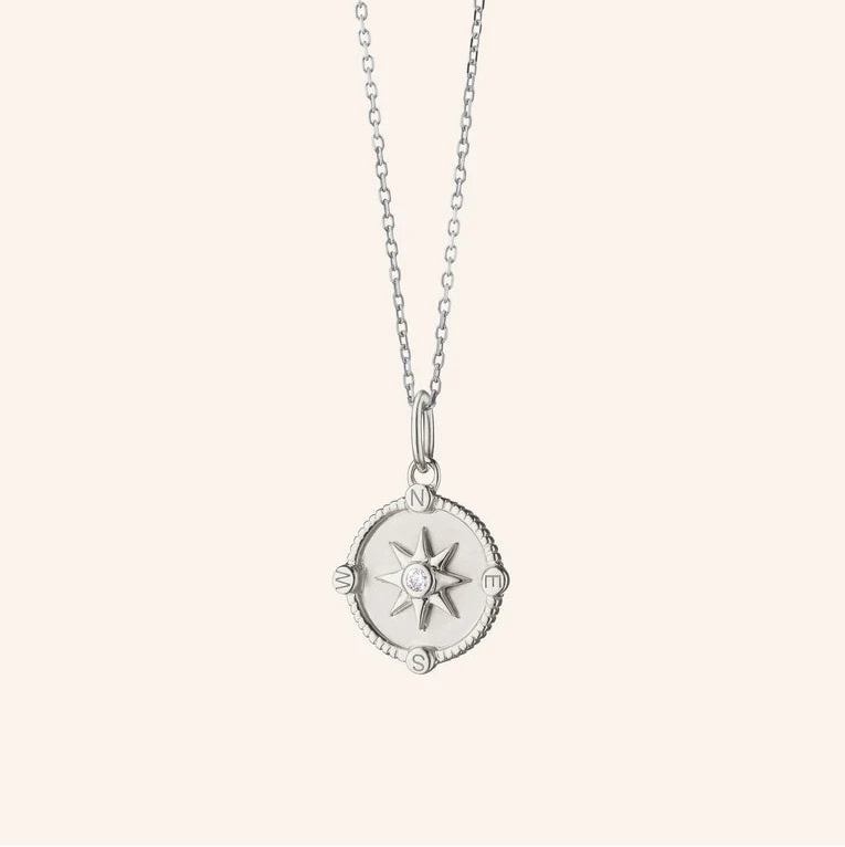 Mini Compass Sterling Silver Pendant