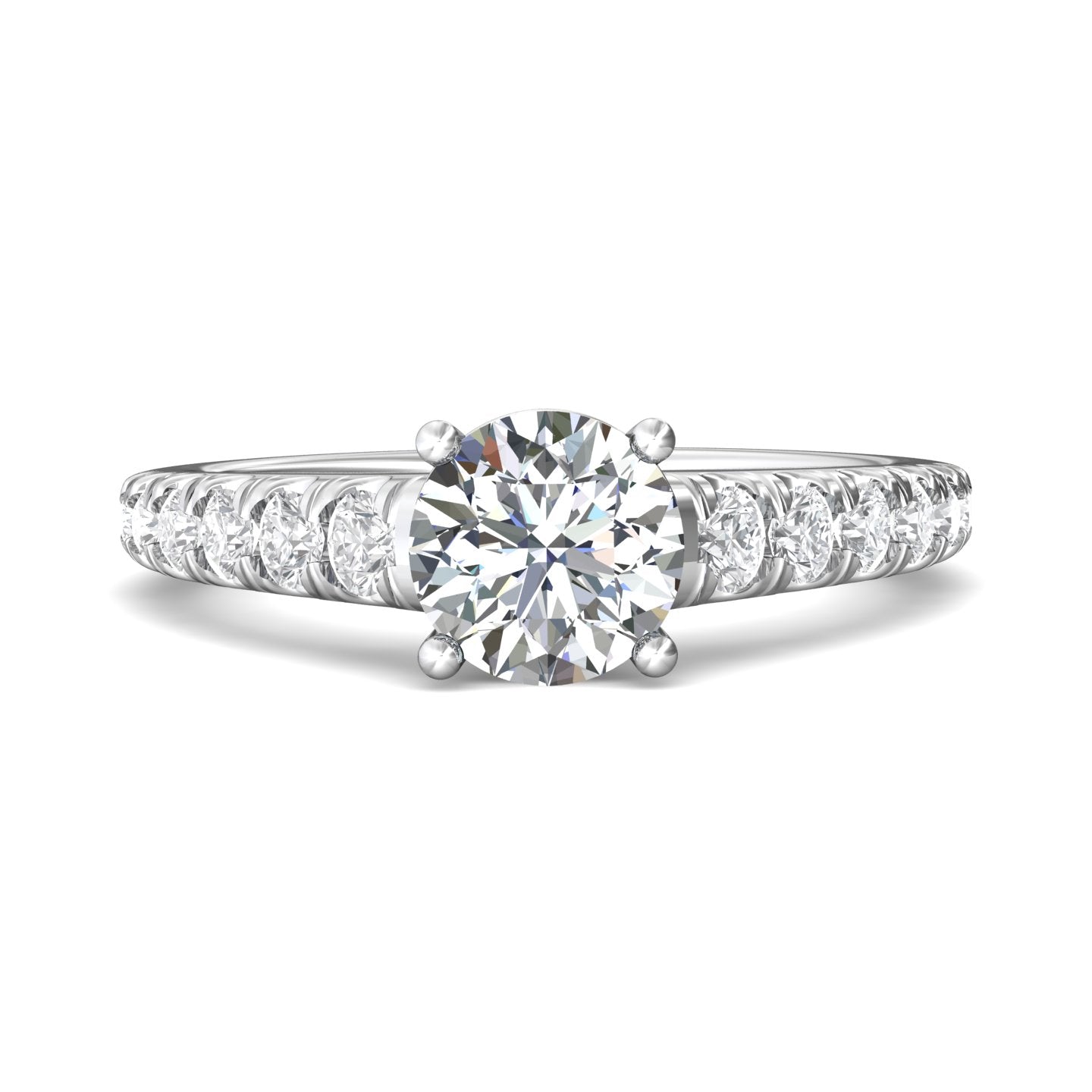 Slim Tapered Side Stone Engagement Ring