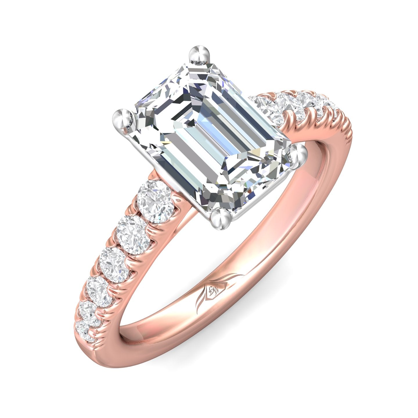 Slim Tapered Side Stone Engagement Ring