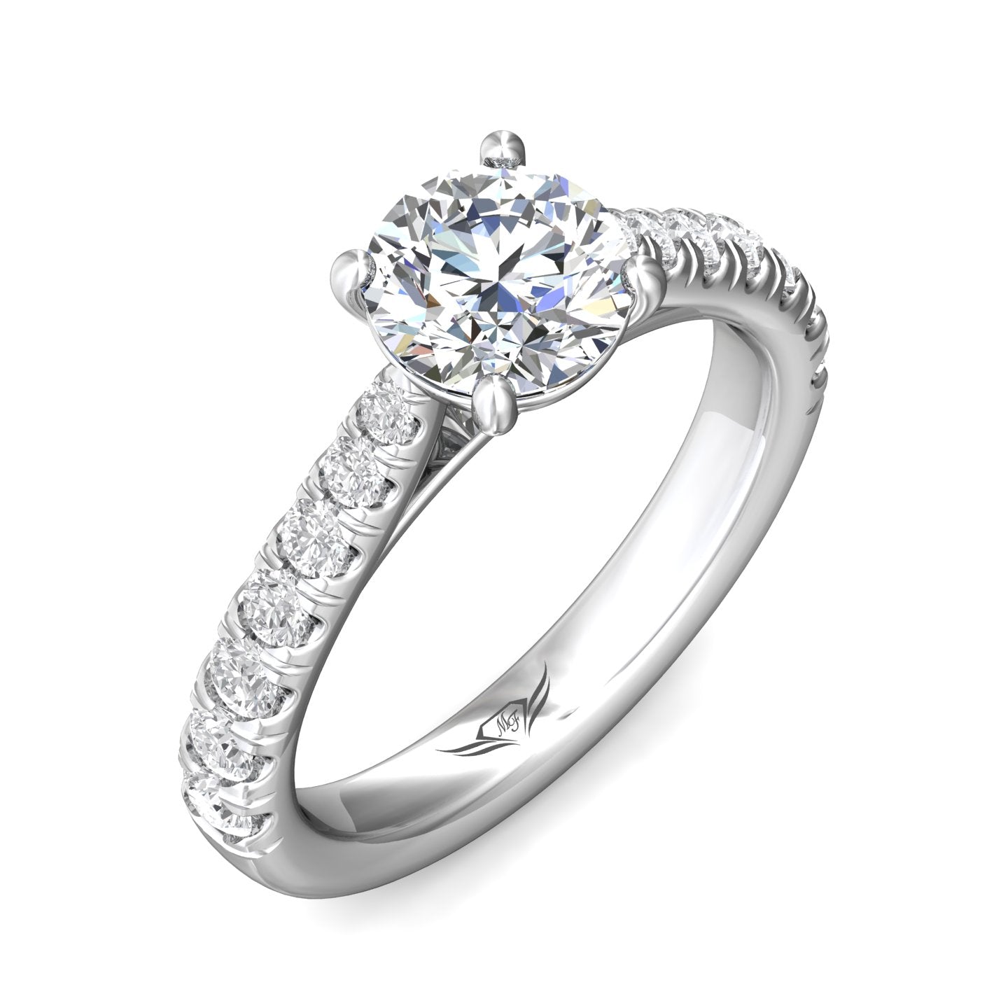 Tapered Side Stone Engagement Ring
