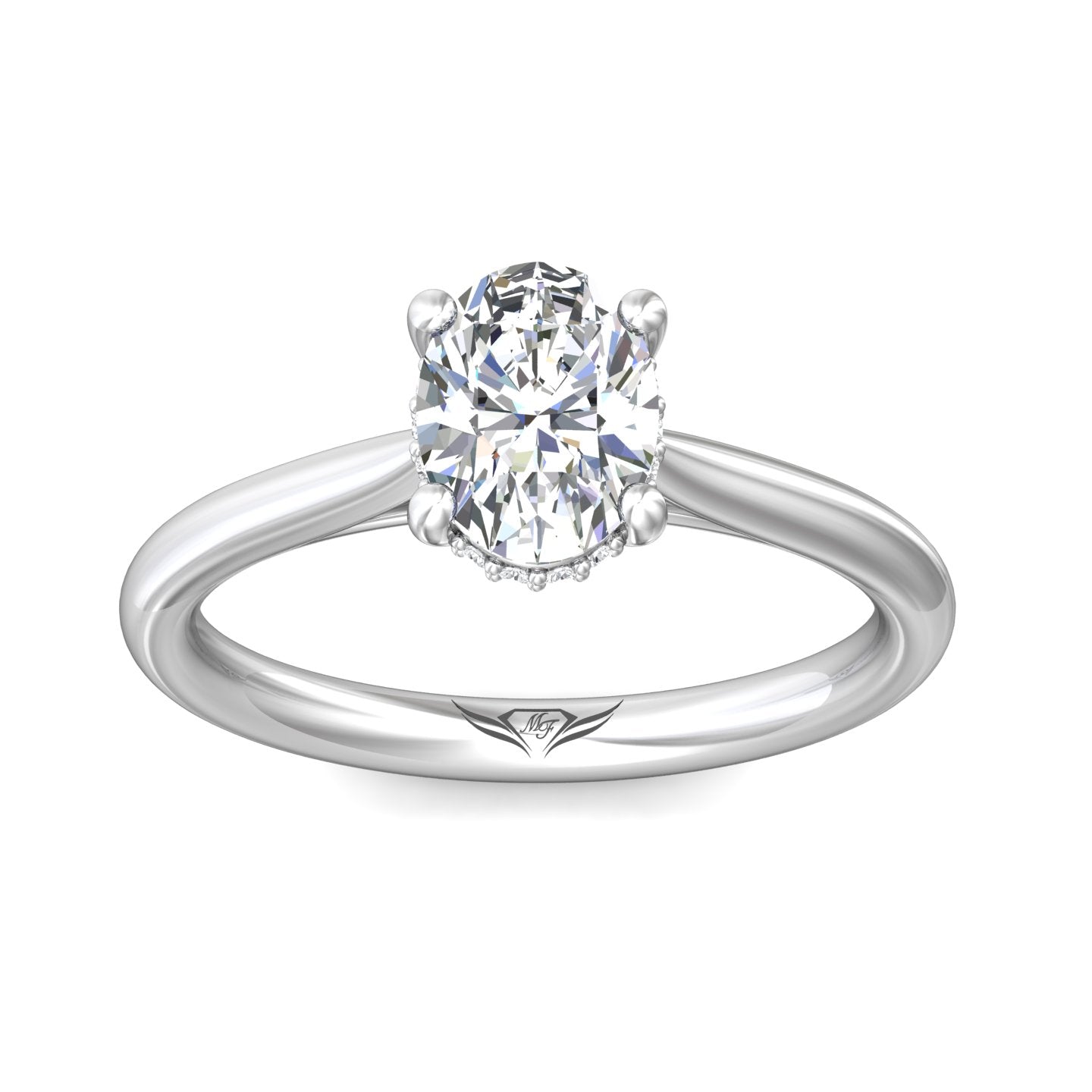 Cathedral-Set Solitaire Hidden Halo Ring