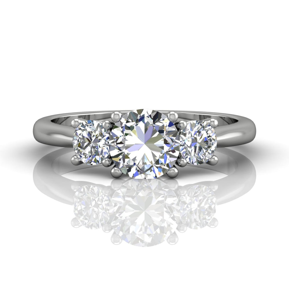 FlyerFit 14k White Gold Three Stone Diamond Engagement Ring by Martin Flyer