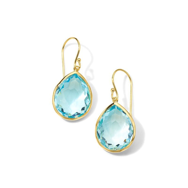 Small Single Stone Medium Teardrop Earrings in 18K Gold