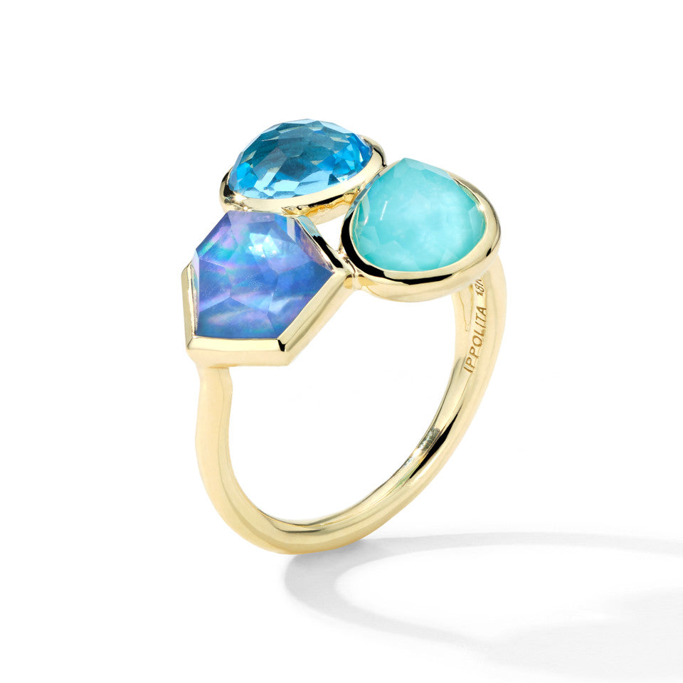 18K Gold Cluster Ring in Waterfall