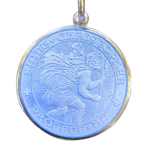 French Blue St. Christopher Medal