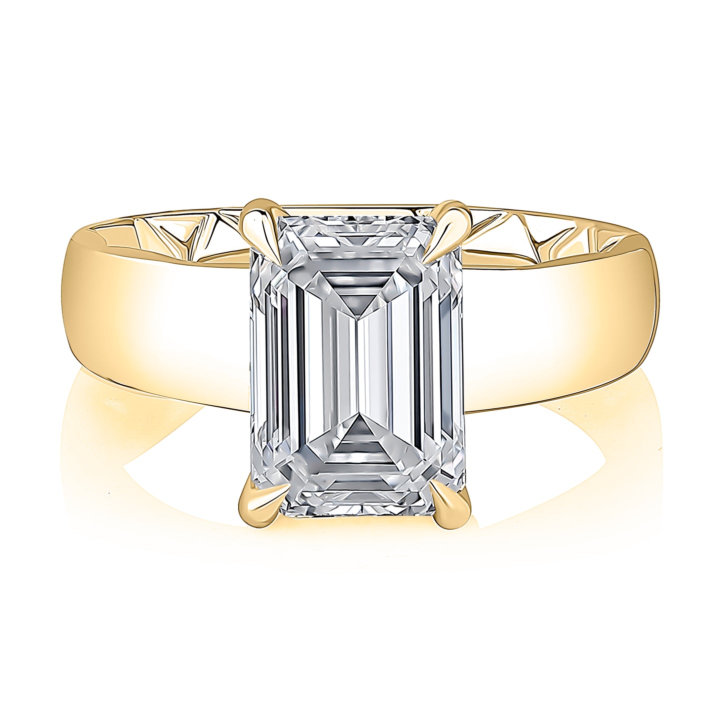 Emerald Cut Wide Engagement Ring