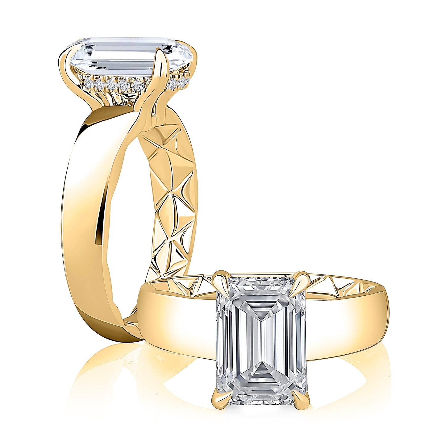 Emerald Cut Wide Engagement Ring
