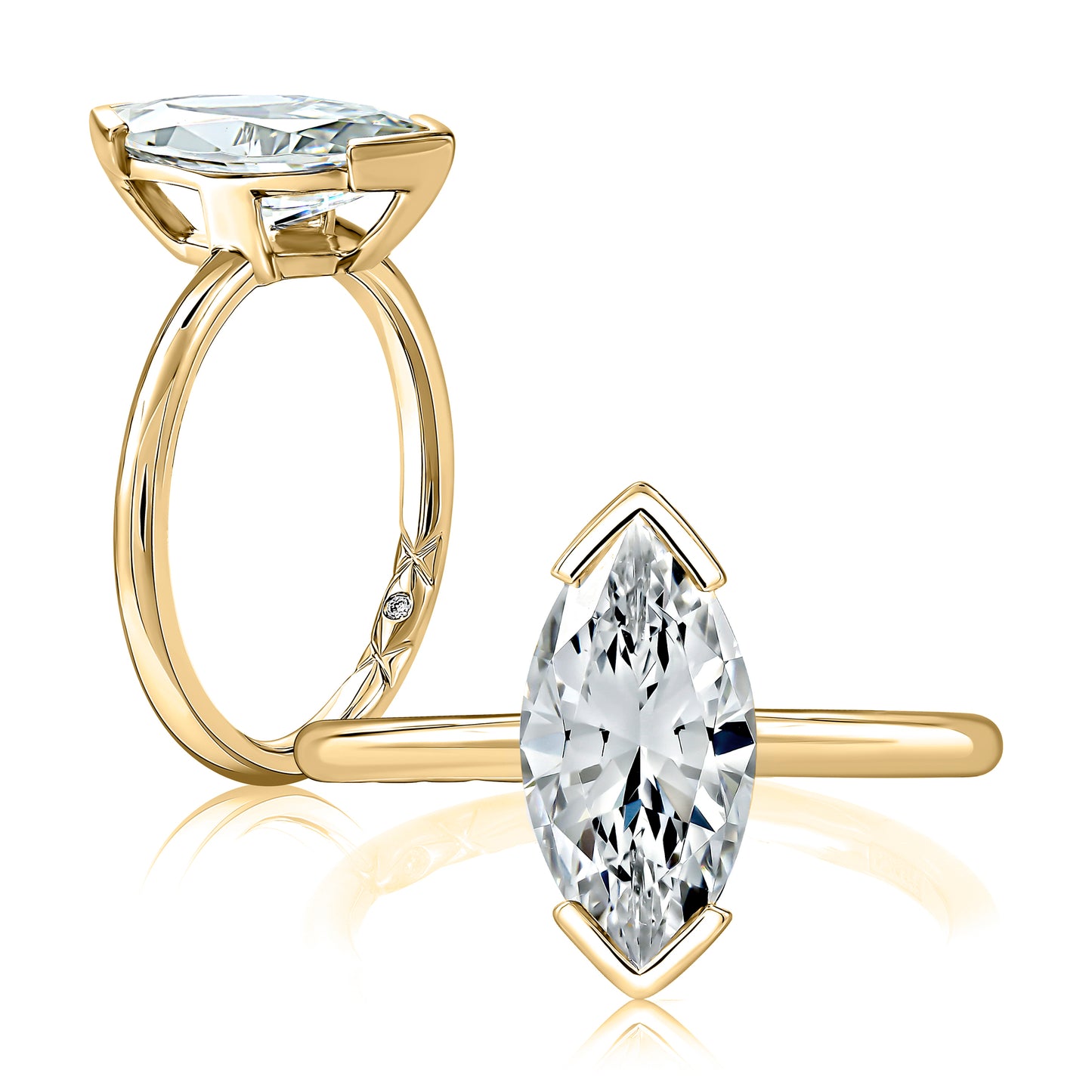 Marquise Half Bezel-Set Engagement RIng