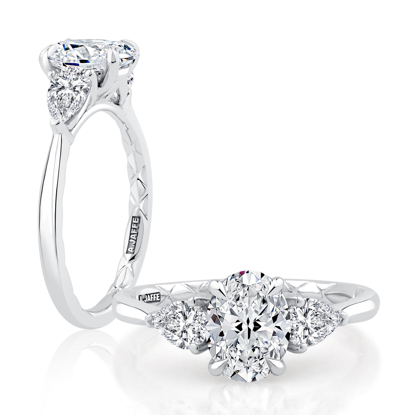A Jaffe Three Stone Ring with Pears