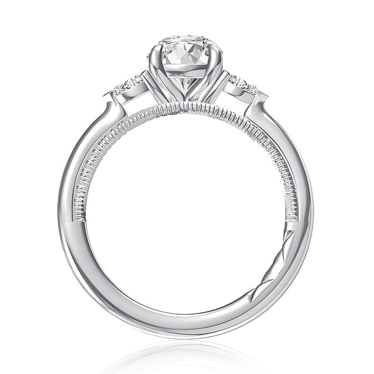 Round Three Stone Ring with Pears Sides