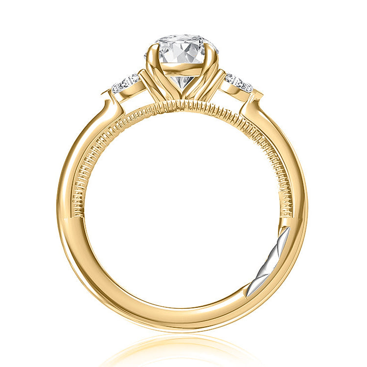 Round Three Stone Ring with Pears Sides